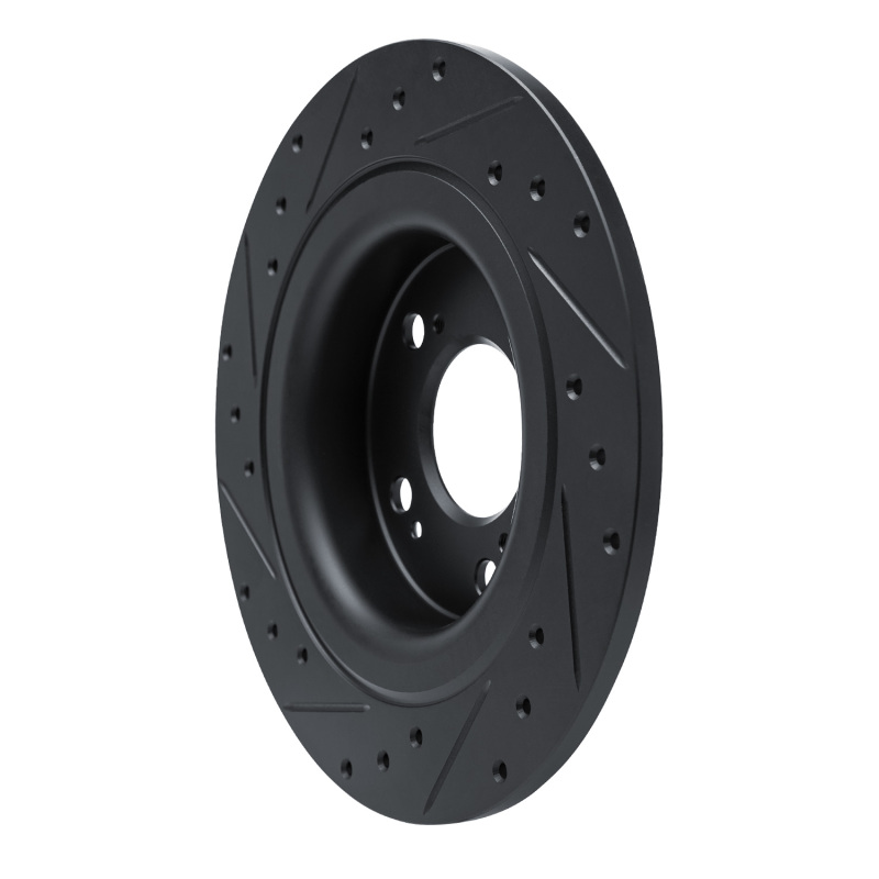 Acura Integra Brake Rotor (1) - Rear Right - R1 Concepts - Drilled & Slotted - Black - `17-`25